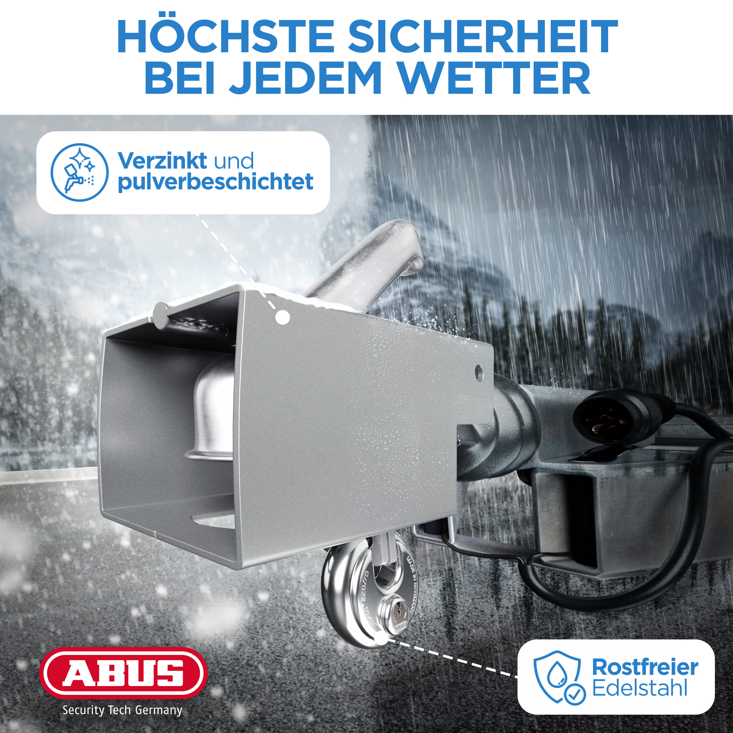 Deagle® Anhängerschloss mit hochwertiger Verzinkung und Pulverbeschichtung inkl. ABUS® Diskus® – Bild 4