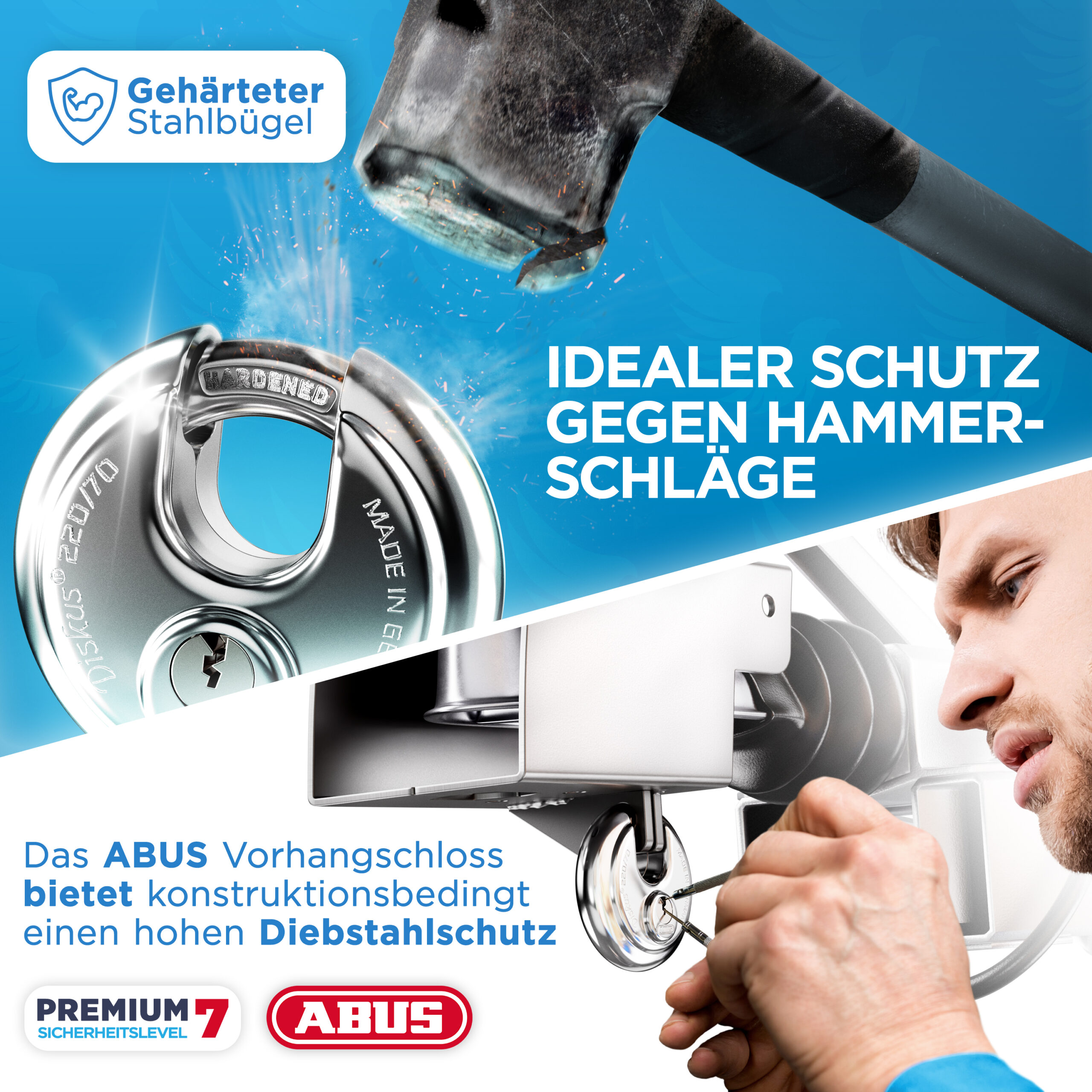 Deagle® Anhängerschloss mit hochwertiger Verzinkung und Pulverbeschichtung inkl. ABUS® Diskus® – Bild 5